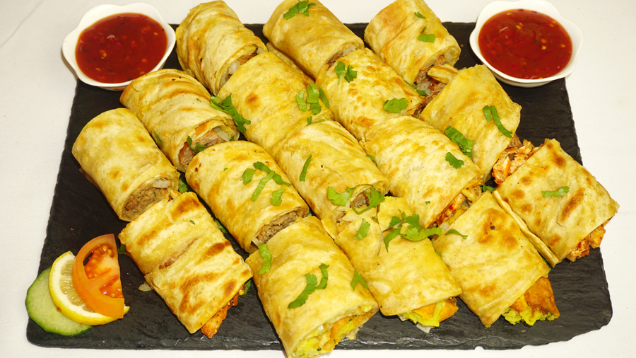 Bite-Sized Meat Kathi Roll Platter